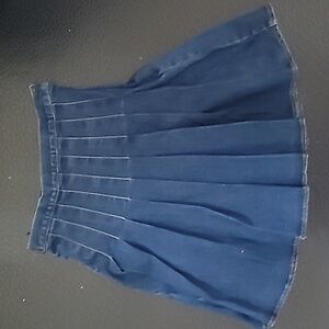Take Note Blue Denim Pleated Skirt